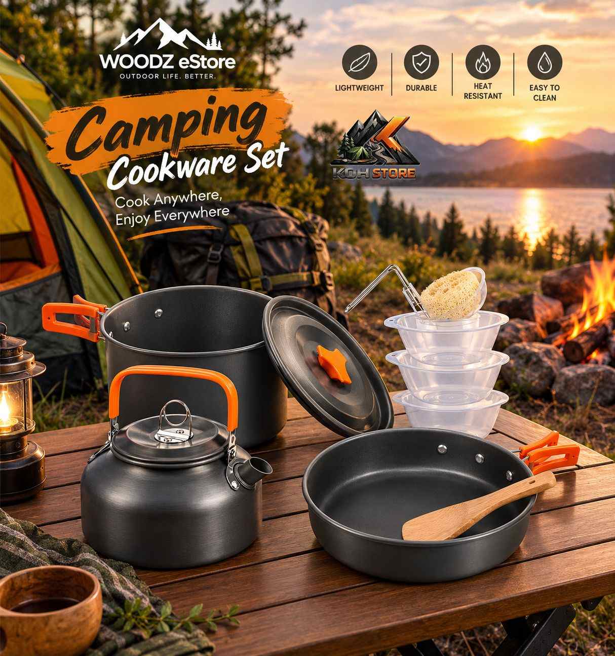 ست ظروف کوهنوردی و کمپینگ دونفره COOKINGSET