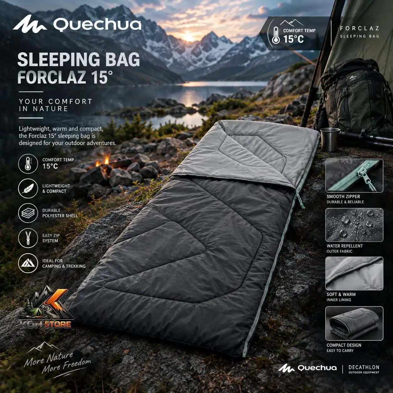 کیسه خواب کچوا مدل Quechua Arpenaz 15