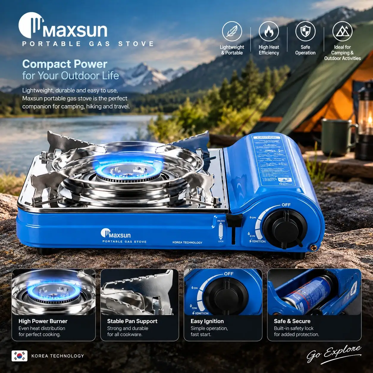 اجاق گاز سفری مکس‌سان مدل MS-3500S